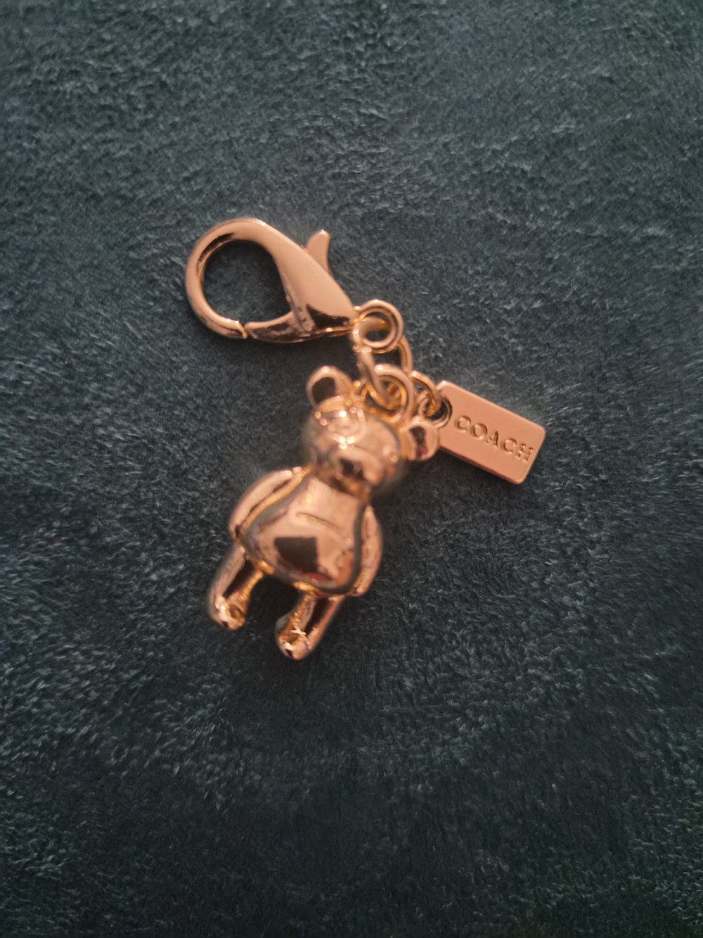 Coach Rose Gold Teddy Bear Charm Keychain